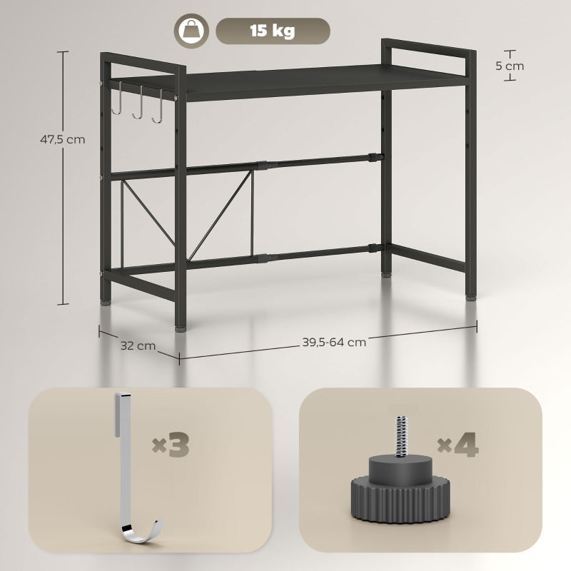FurnitureR Étagère de Cuisine Noire 1 Pièce, Conception Moderne, Métal Solide avec Stockage Amélioré, Organisation Pratique pour Petits Appareils, Rangement Multiusage avec Charme Élégant