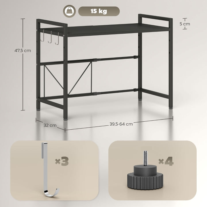 FurnitureR Étagère de Cuisine Noire 1 Pièce, Conception Moderne, Métal Solide avec Stockage Amélioré, Organisation Pratique pour Petits Appareils, Rangement Multiusage avec Charme Élégant