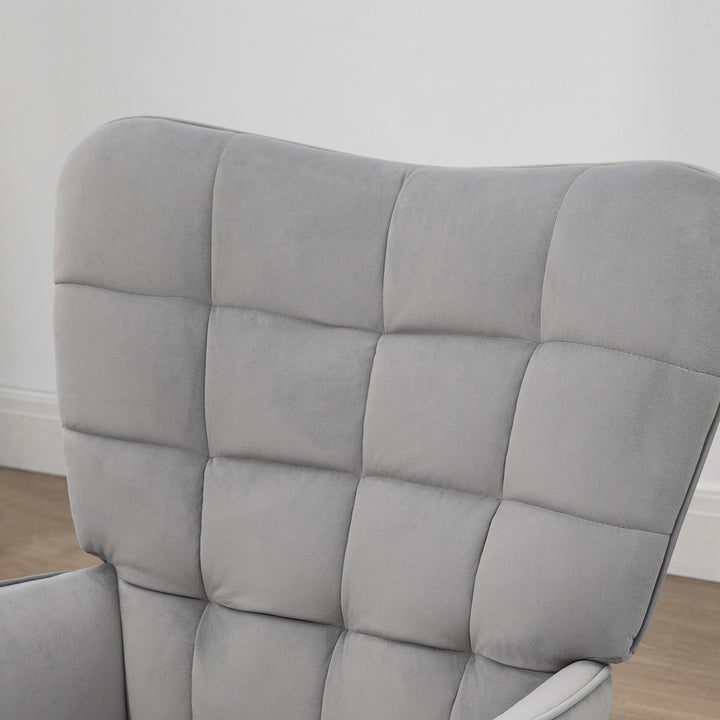 FurnitureR Chaise Longue Gris Clair avec Pouf, Design Moderne, Matériau Acier, Meubles de Salon Confortables, Style Scandinave, Inclut Repose-Pieds