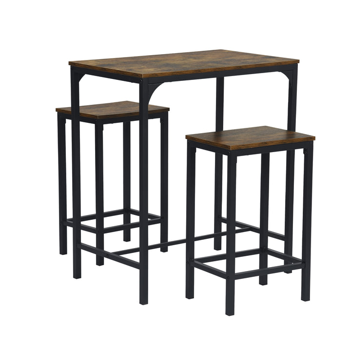FurnitureR 3 pièces Ensemble Table Haute et Tabourets, 80x50x90cm, Bois et Métal, Design Industriel Moderne, Meubles d’économie d’espace Cuisine et Salle à Manger, Facile à Monter
