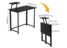 FurnitureR Bureau compact moderne vintage 1 pièce, 80x40cm, plateau bois MDF, cadre métal durable, étagère surélevée, mobilier gain de place, finition vintage, idéal bureau et maison