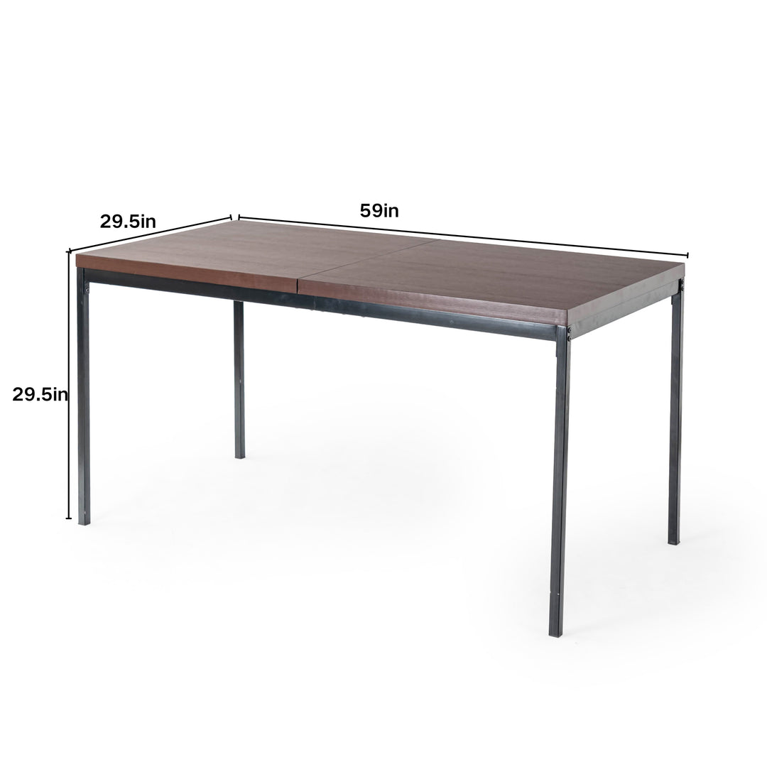 FurnitureR Rectangular Dining Table, for 4-6 People, Modern Minimalist Design, Thick Wood Top with Metal Frame, Elegant Centerpiece for Home Or Office, Outdoor & Indoor