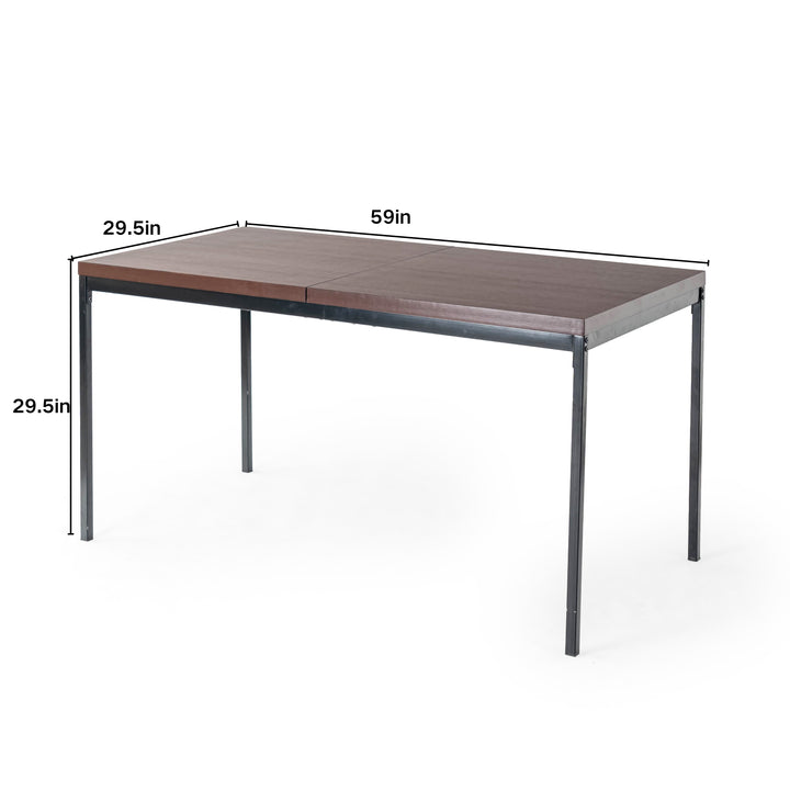 FurnitureR Rectangular Dining Table, for 4-6 People, Modern Minimalist Design, Thick Wood Top with Metal Frame, Elegant Centerpiece for Home Or Office, Outdoor & Indoor
