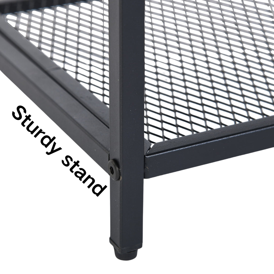 Furniture R 3-Tier Storage Organizer, Small Console Table, Entrance Rack, Side Table with 2 Layers of Mesh, Metal Frame, Upright Shelf for The Home, Sofa End, Kitchen, Dining, Living, Hallway