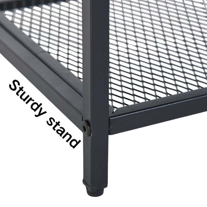 Furniture R 3-Tier Storage Organizer, Small Console Table, Entrance Rack, Side Table with 2 Layers of Mesh, Metal Frame, Upright Shelf for The Home, Sofa End, Kitchen, Dining, Living, Hallway