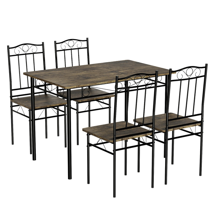 FurnitureR 5 Pièces Ensemble Salle à Manger Vintage, Table 109x69x75cm + 4 Chaises, Style Industriel, MDF Imitation Bois & Structure Métal Robuste, Gain de Place, Idéal Cuisine & Petit Appartement