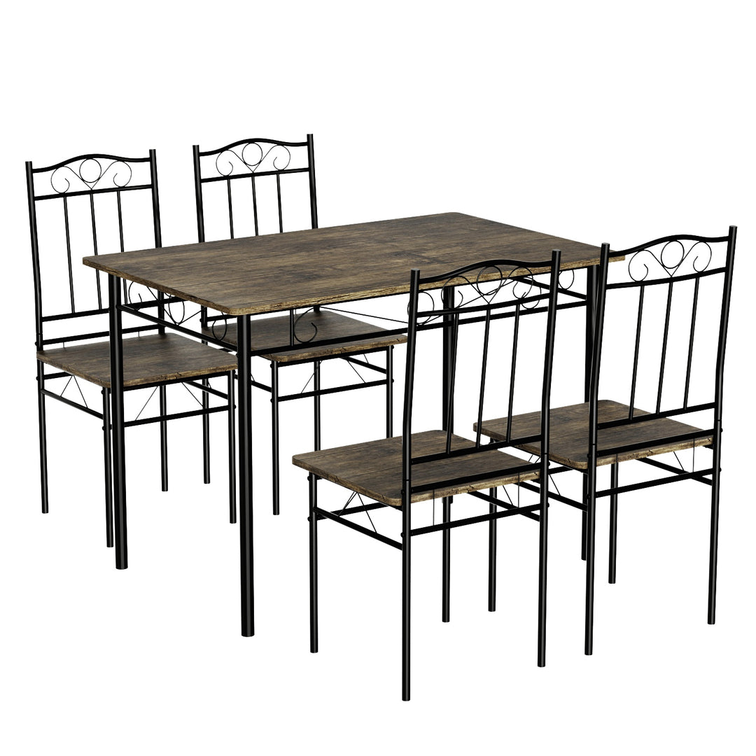FurnitureR 5 Pièces Ensemble Salle à Manger Vintage, Table 109x69x75cm + 4 Chaises, Style Industriel, MDF Imitation Bois & Structure Métal Robuste, Gain de Place, Idéal Cuisine & Petit Appartement