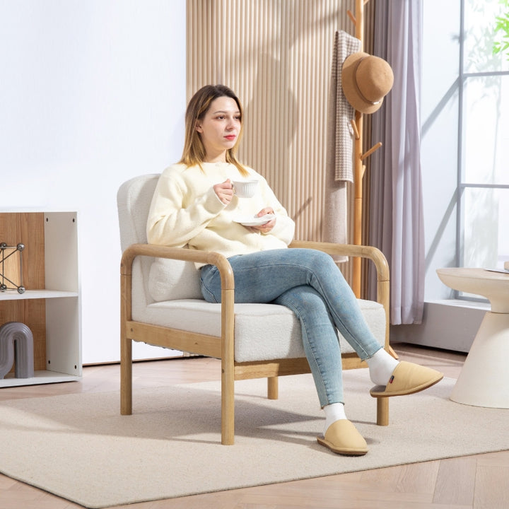 FurnitureR Fauteuil Blanc en Bois, Design Contemporain, Confort Remarquable, Idéal pour Salon ou Bureau, Structure Durable