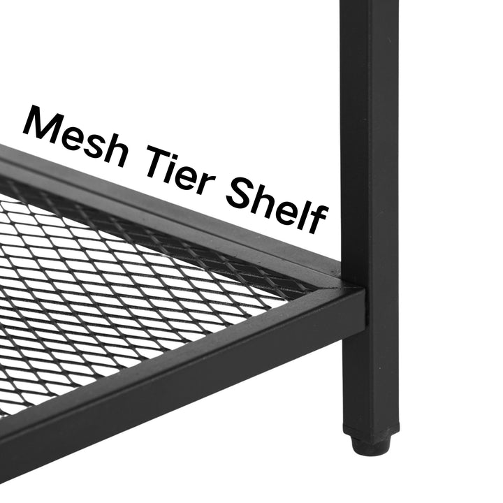 Furniture R 3-Tier Storage Organizer, Small Console Table, Entrance Rack, Side Table with 2 Layers of Mesh, Metal Frame, Upright Shelf for The Home, Sofa End, Kitchen, Dining, Living, Hallway
