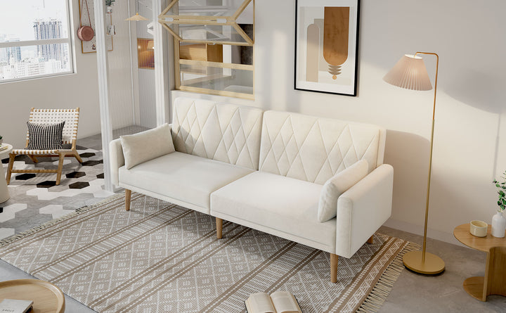 FurnitureR Petit Canape Relaxation, Canapé-lit avec Dossier Réglable en 3 Angles L'accoudoir Est Réglable Sur 5 Angles, Velours