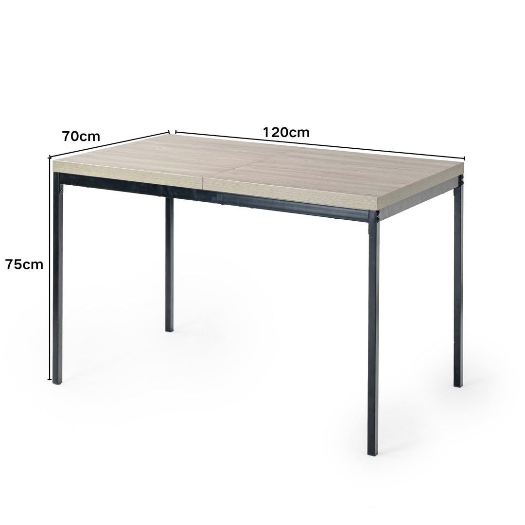 FurnitureR Table à Manger en Bois grainé Gris, Table à Manger de Cuisine, Salle à Manger Salon Table à Manger rectangulaire avec Pieds réglables, 120x70x75cm, Gris