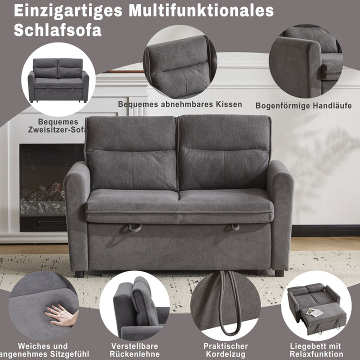 FurnitureR Canape Relaxation Deux Places, Canapé-Lit Pliable, avec Fonction Coulissante, Dossier Réglable, avec Grands Coussins
