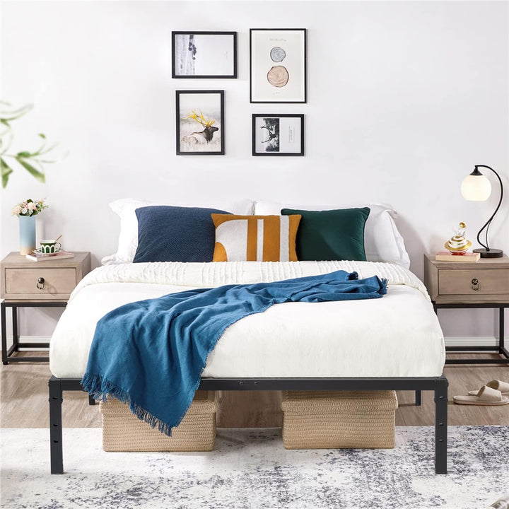 FurnitureR Double Metal Platform Bed Frame, Minimalist Adults Bed Base, Strong Slat Support, Easy Assembly, Dorm, School, Bedroom Supplemental Bed Frame, 194 x 140 cm