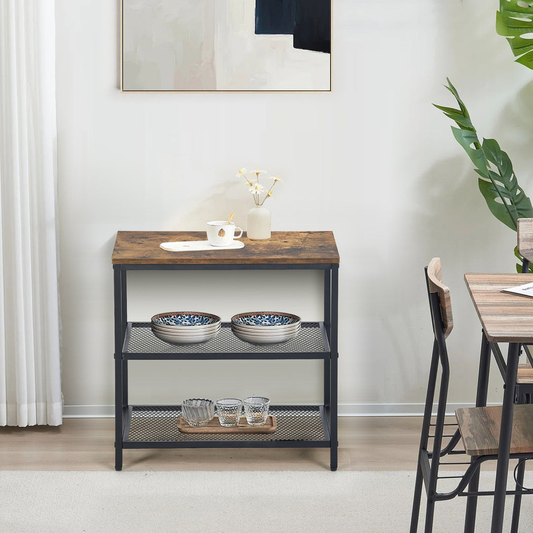 Furniture R 3-Tier Storage Organizer, Small Console Table, Entrance Rack, Side Table with 2 Layers of Mesh, Metal Frame, Upright Shelf for The Home, Sofa End, Kitchen, Dining, Living, Hallway