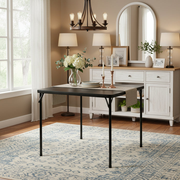 FurnitureR 34-Inch  Folding Table, Heavy-Duty PP Tabletop with Metal Frame, Portable Foldable Utility Table for Picnic, Party, Events, Small Spaces