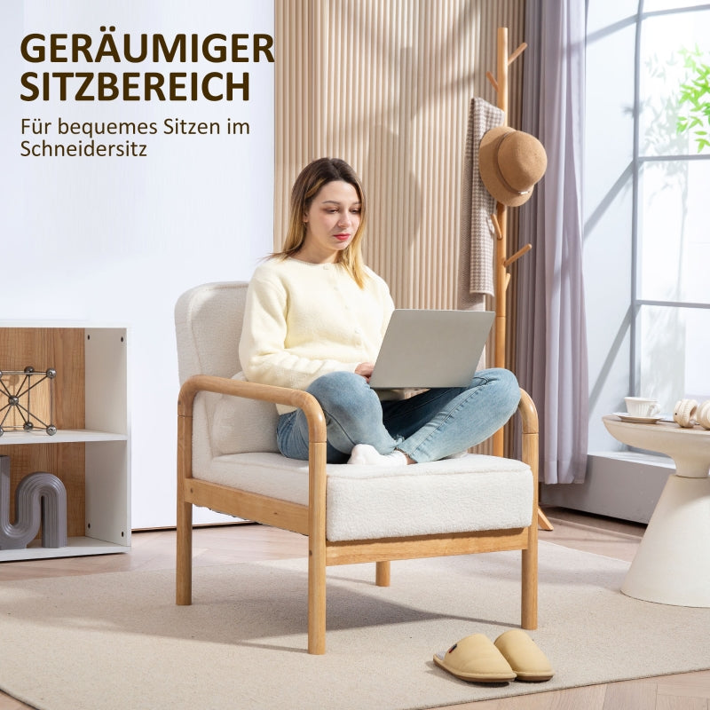 FurnitureR Fauteuil Blanc en Bois, Design Contemporain, Confort Remarquable, Idéal pour Salon ou Bureau, Structure Durable