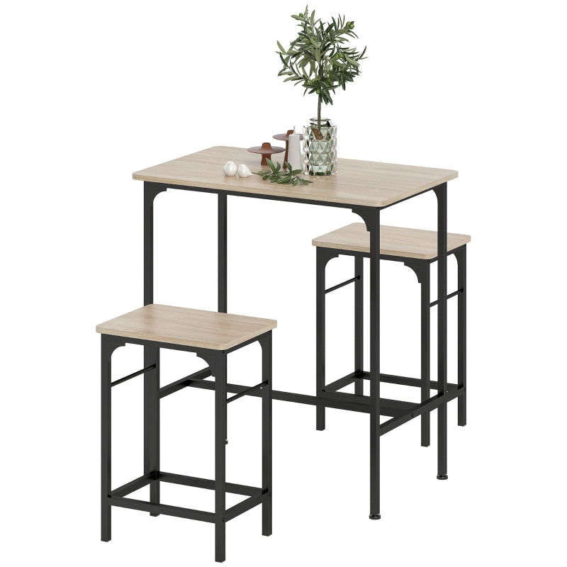 FurnitureR Table bar 3 pièces, Design moderne, Matériau en acier, Ensemble mobilier de cuisine, Gain de place