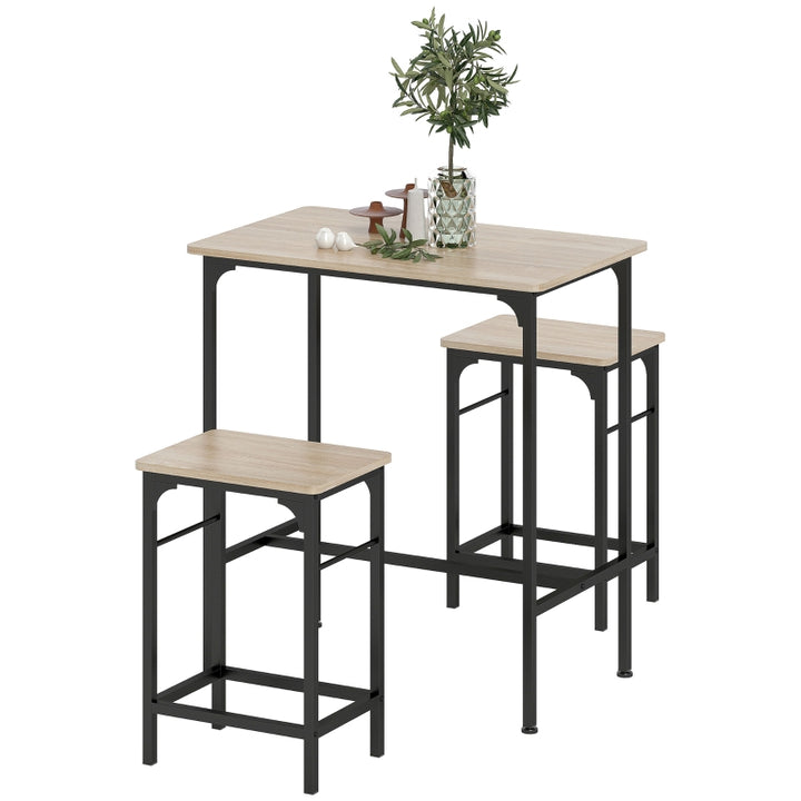 FurnitureR Table bar 3 pièces, Design moderne, Matériau en acier, Ensemble mobilier de cuisine, Gain de place