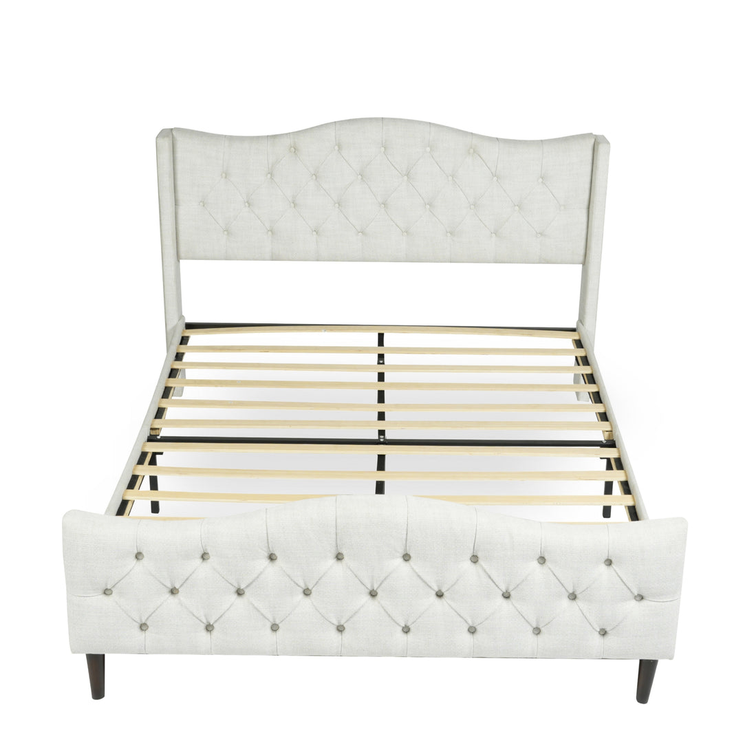 Meubles R Modern Design Alda Cadre de lit en tissu d'ameublement beige