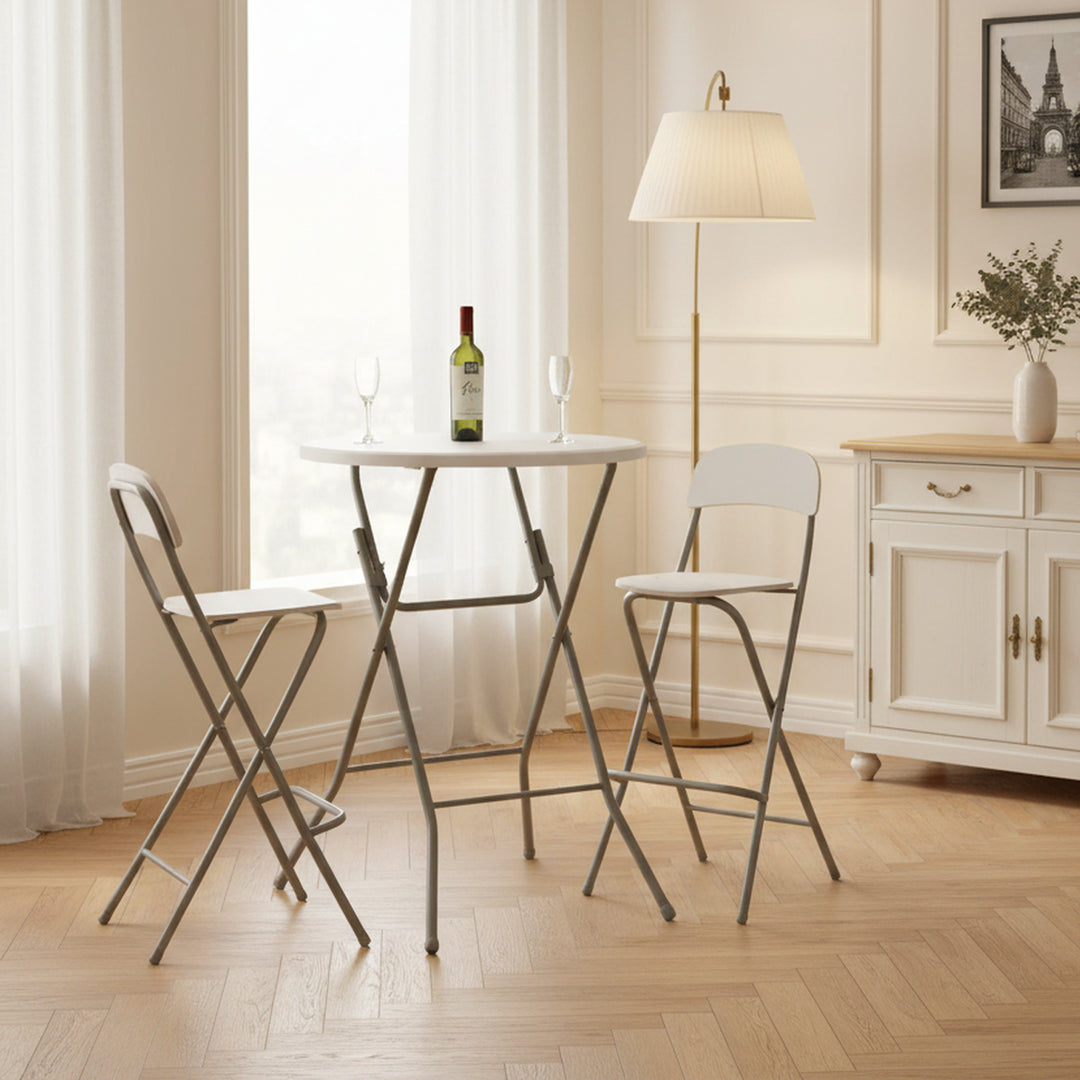 FurnitureR 31.5-Inch Round Folding Table, Portable Foldable Table, Heavy-Duty Metal Frame for Indoor Outdoor Use, Picnic, Party, Camping, Small Spaces