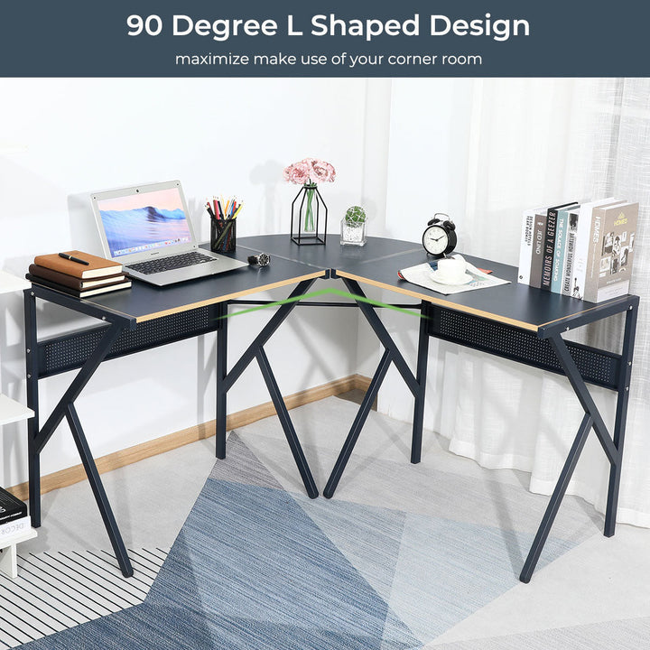 Furniture R Industrial-Chic Corner Desk With L-Shaped Design