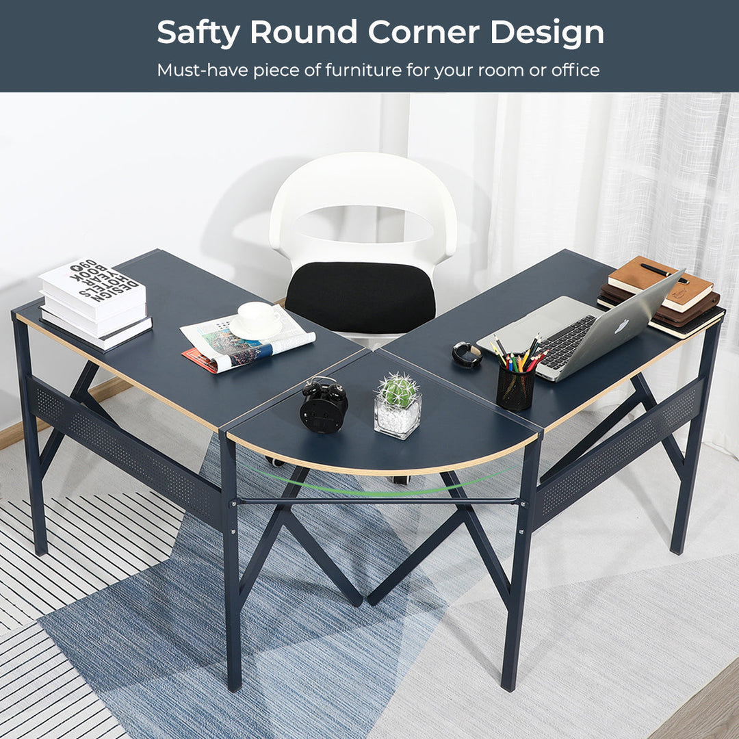 Furniture R Industrial-Chic Corner Desk With L-Shaped Design