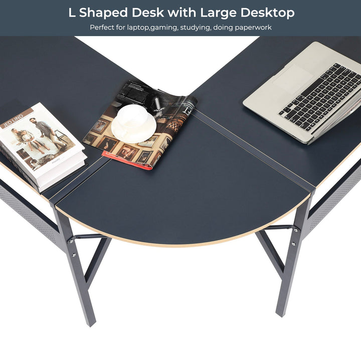 Furniture R Industrial-Chic Corner Desk With L-Shaped Design