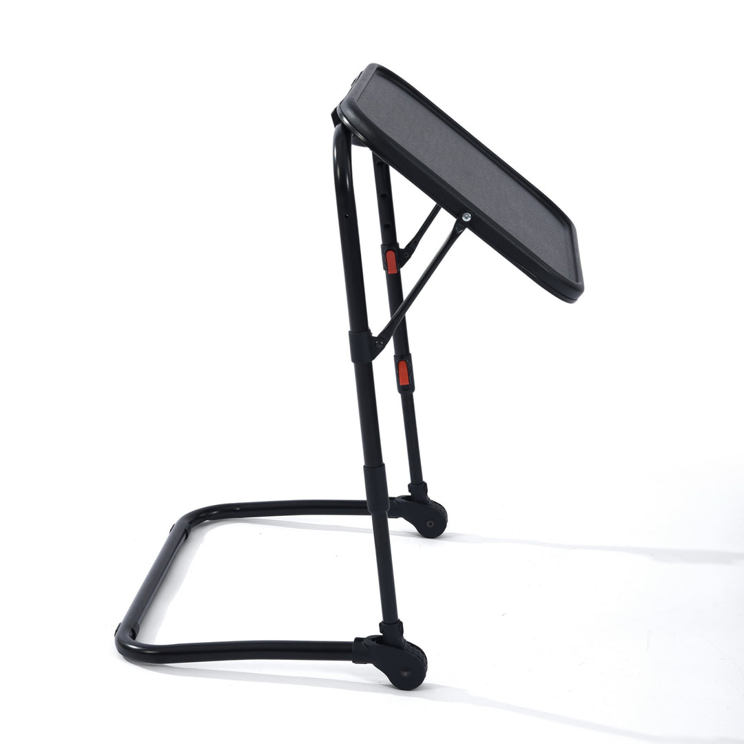 Furniture R Table D'appoint Portable Pliable avec Porte-Gobelet, Support pour Ordinateur Portable en Métal Noir pour la Chambre à Coucher, Plateau Polyvalent, Hauteur et Angle Réglables, 53x37x70cm