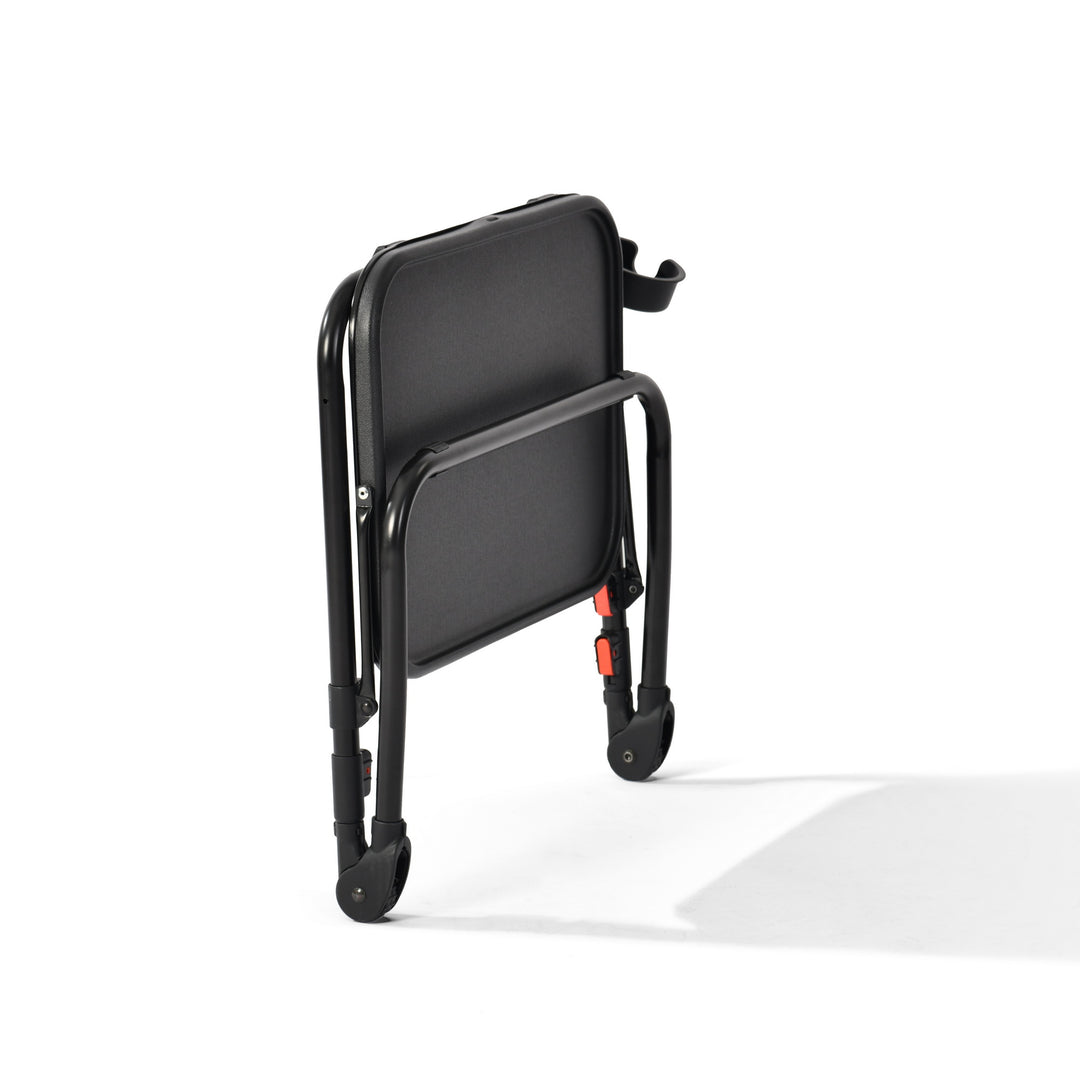 Furniture R Table D'appoint Portable Pliable avec Porte-Gobelet, Support pour Ordinateur Portable en Métal Noir pour la Chambre à Coucher, Plateau Polyvalent, Hauteur et Angle Réglables, 53x37x70cm