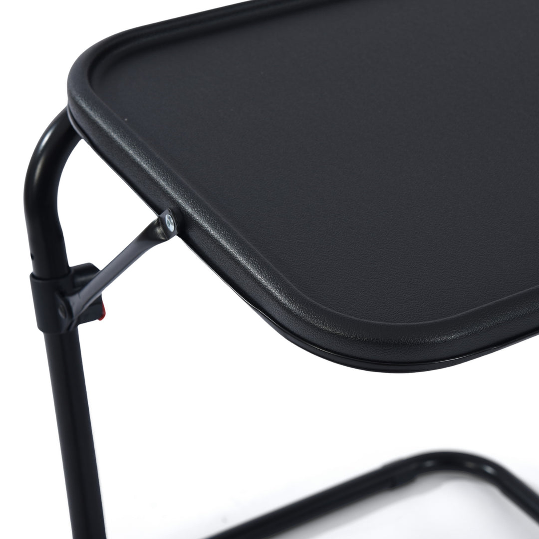 Furniture R Table D'appoint Portable Pliable avec Porte-Gobelet, Support pour Ordinateur Portable en Métal Noir pour la Chambre à Coucher, Plateau Polyvalent, Hauteur et Angle Réglables, 53x37x70cm