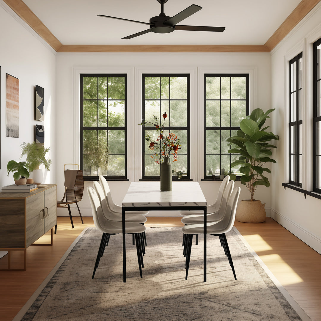 FurnitureR Rectangular Dining Table, for 4-6 People, Modern Minimalist Design, Thick Wood Top with Metal Frame, Elegant Centerpiece for Home Or Office, Outdoor & Indoor