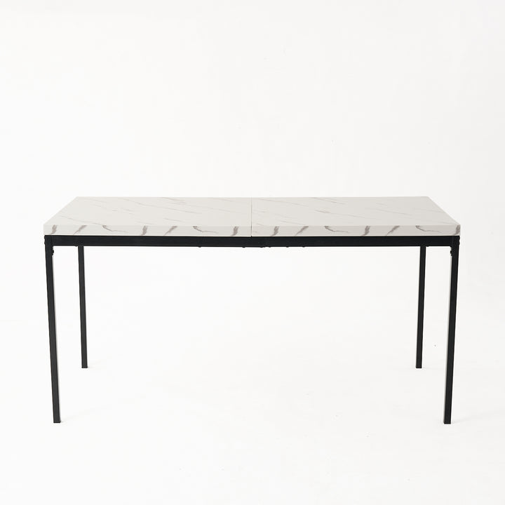 FurnitureR Rectangular Dining Table, for 4-6 People, Modern Minimalist Design, Thick Wood Top with Metal Frame, Elegant Centerpiece for Home Or Office, Outdoor & Indoor