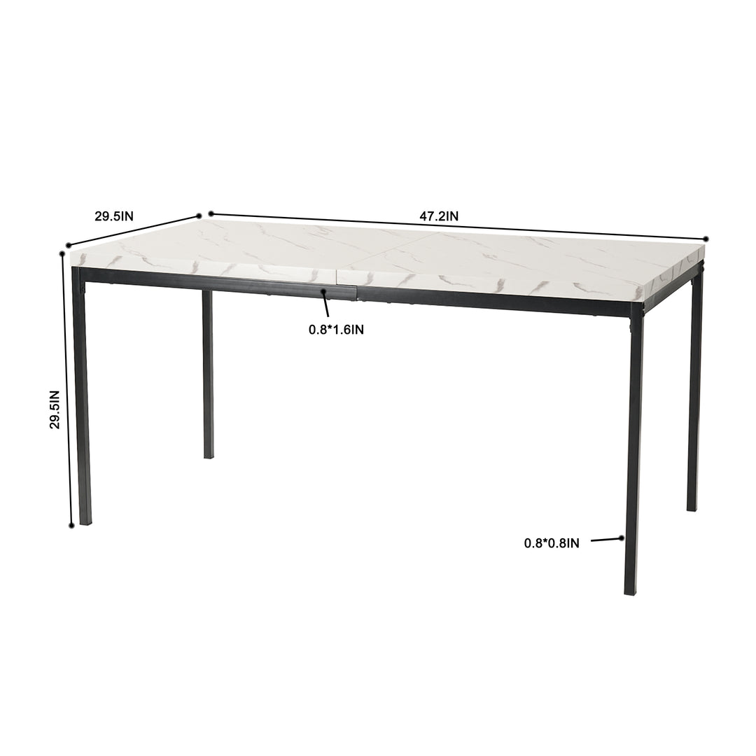 FurnitureR Rectangular Dining Table, for 4-6 People, Modern Minimalist Design, Thick Wood Top with Metal Frame, Elegant Centerpiece for Home Or Office, Outdoor & Indoor