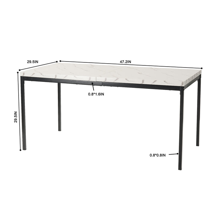 FurnitureR Rectangular Dining Table, for 4-6 People, Modern Minimalist Design, Thick Wood Top with Metal Frame, Elegant Centerpiece for Home Or Office, Outdoor & Indoor