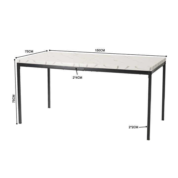 FurnitureR Rectangular Dining Table, for 4-6 People, Modern Minimalist Design, Thick Wood Top with Metal Frame, Elegant Centerpiece for Home Or Office, Outdoor & Indoor