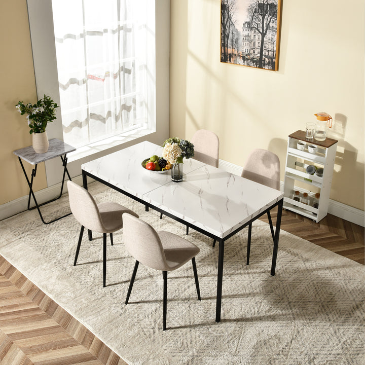 FurnitureR Rectangular Dining Table, for 4-6 People, Modern Minimalist Design, Thick Wood Top with Metal Frame, Elegant Centerpiece for Home Or Office, Outdoor & Indoor