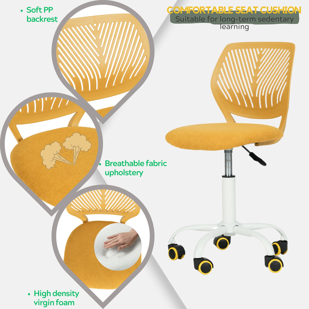 Furniture R Chaise de bureau élégante pour enfants jaune citron avec hauteur réglable
