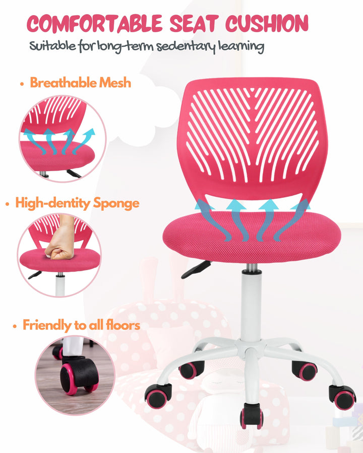 Chaise de bureau pour adolescents en pleine croissance Furniture R, chaise de travail ergonomique en plastique avec hauteur réglable et fonction pivotante