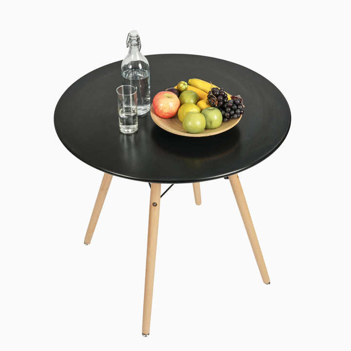 Furniture R Scandinavian Round White Dining Kitchen Table With Wooden Legs For Office & Conference 2 To 4 People
