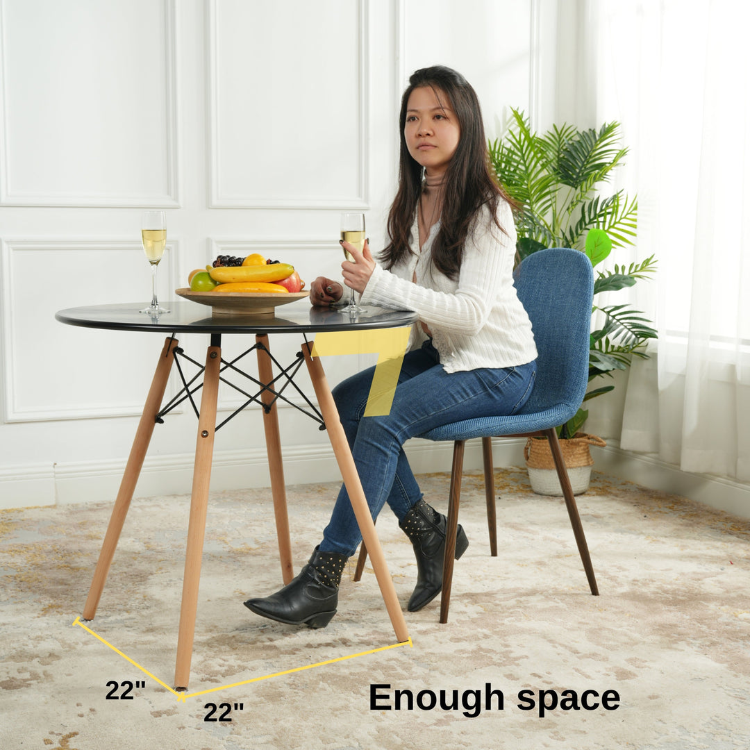 Furniture R Scandinavian Round White Dining Kitchen Table With Wooden Legs For Office & Conference 2 To 4 People
