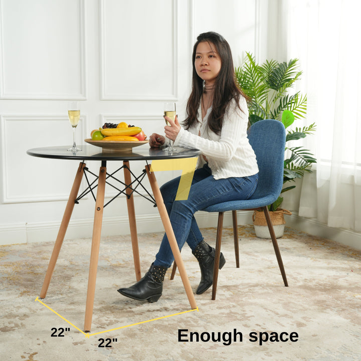 Furniture R Scandinavian Round White Dining Kitchen Table With Wooden Legs For Office & Conference 2 To 4 People