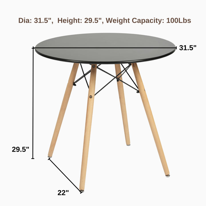 Furniture R Scandinavian Round White Dining Kitchen Table With Wooden Legs For Office & Conference 2 To 4 People