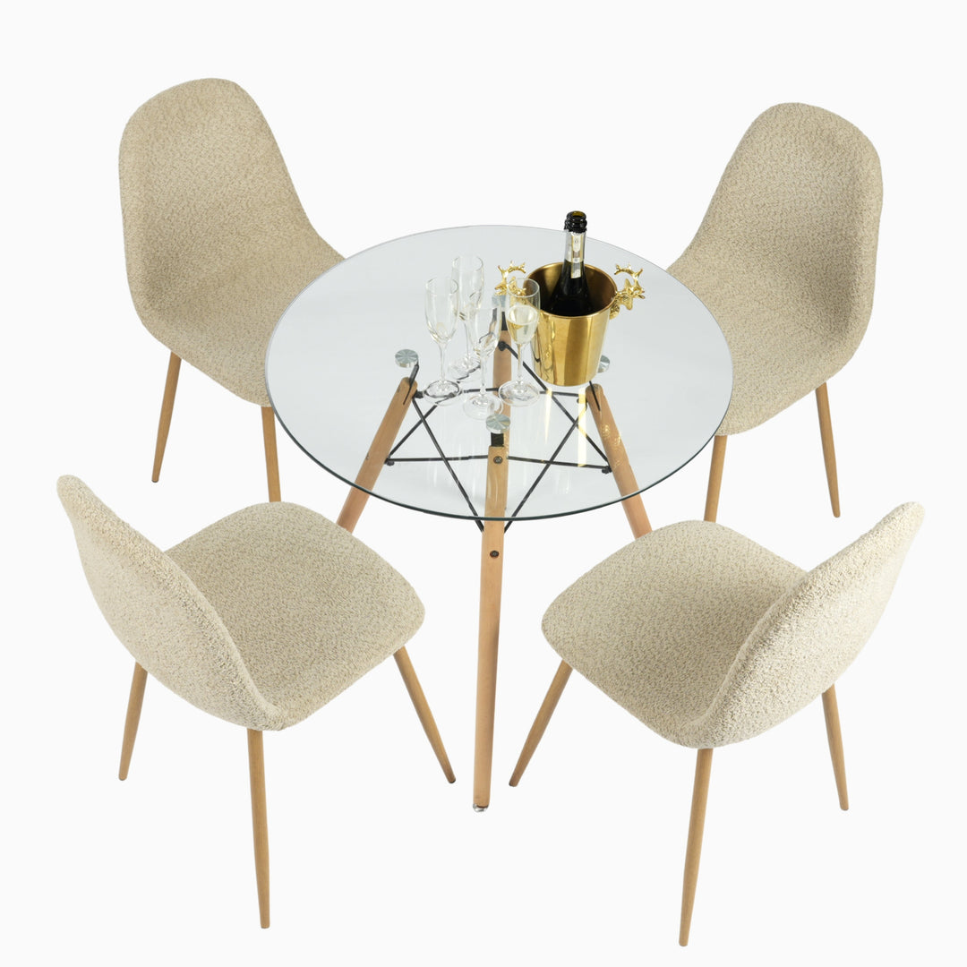 Table à manger ronde en verre trempé au design scandinave Furniture R pour intérieurs modernes