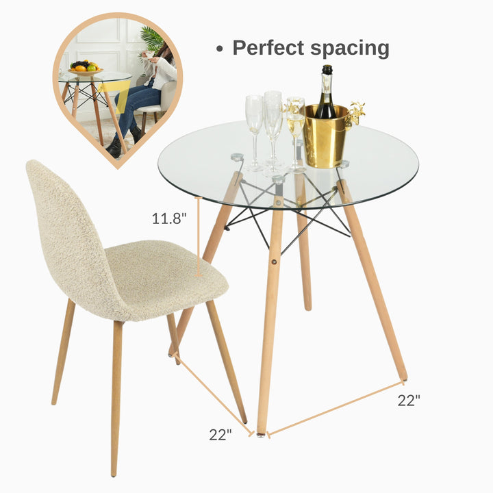 Table à manger ronde en verre trempé au design scandinave Furniture R pour intérieurs modernes