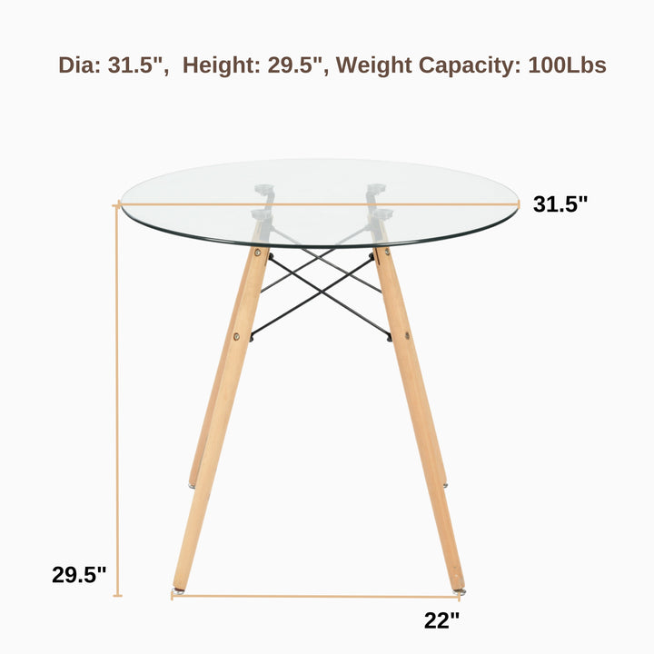 Table à manger ronde en verre trempé au design scandinave Furniture R pour intérieurs modernes