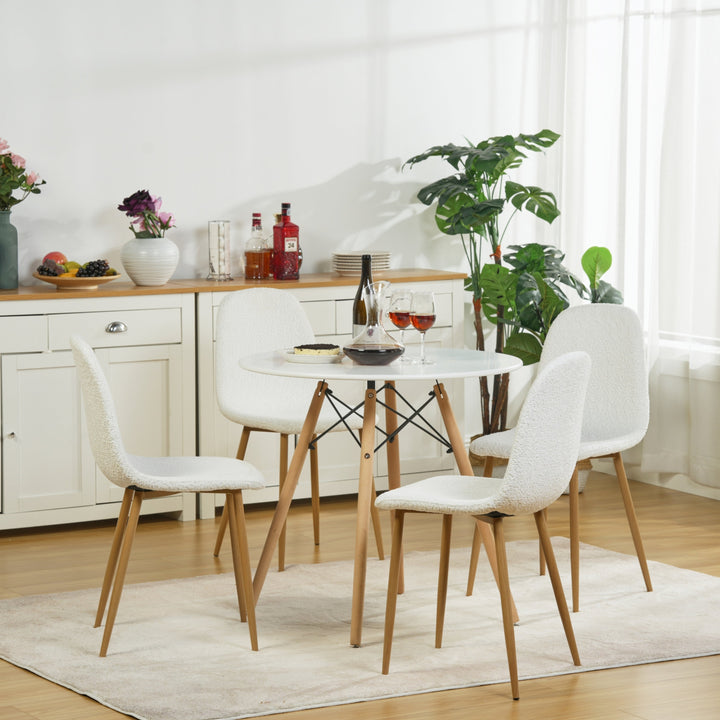 Furniture R Scandinavian Round White Dining Kitchen Table With Wooden Legs For Office & Conference 2 To 4 People