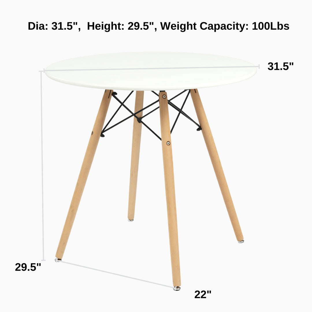 Furniture R Scandinavian Round White Dining Kitchen Table With Wooden Legs For Office & Conference 2 To 4 People