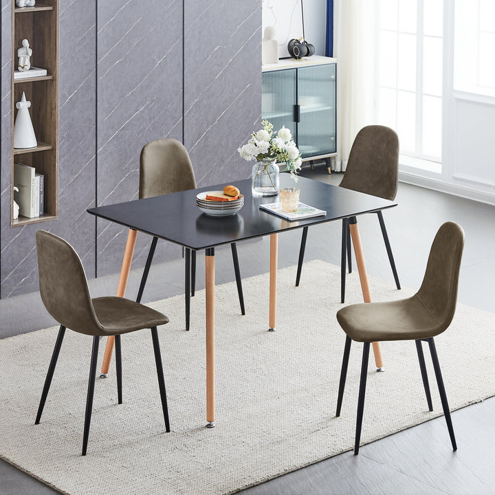 Furniture R Scandinavian Modern Design Leathaire Dining Chairs With Curved Backs And Floor Pads