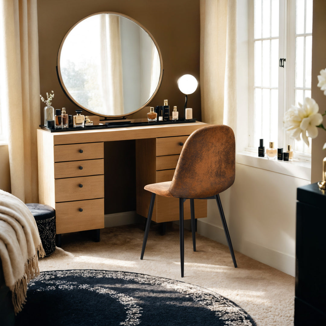 Chaise de salle à manger FurnitureR, confortable et revêtue de tissu suédé, sans accoudoirs, idéale pour la maison, la cuisine, le salon, la chambre, le restaurant et le café (1 pièce).