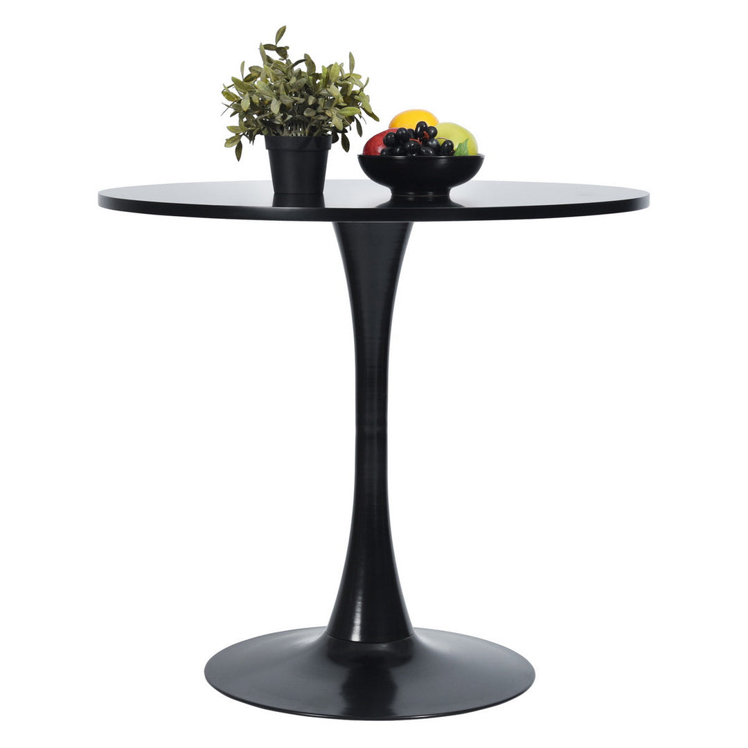Table à manger ronde sur piédestal peinte inspirée du milieu du siècle pour petits espaces